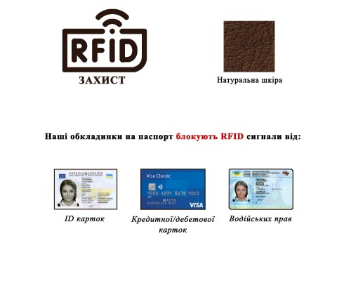 Обложка с RFID защитой для украинского ID паспорта LOCKER's LID-Brown