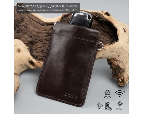 Экранирующий чехол Фарадея для защиты от угона авто с бесключевым доступом коричневый LOCKER's LK2-Brown