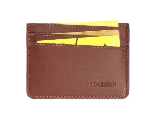 Кожаный картхолдер с RFID защитой  на 7 отделений LOCKER's LH2-Cognac